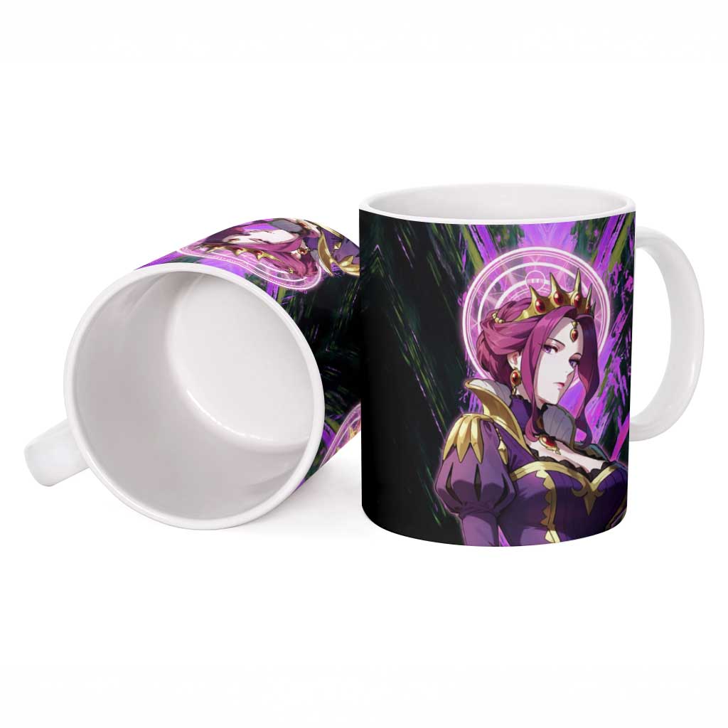 Mirellia Q Melromarc The Rising of the Shield Hero Ceramic Mug with Queen Armor and Magical Emblem Background - The Mazicc