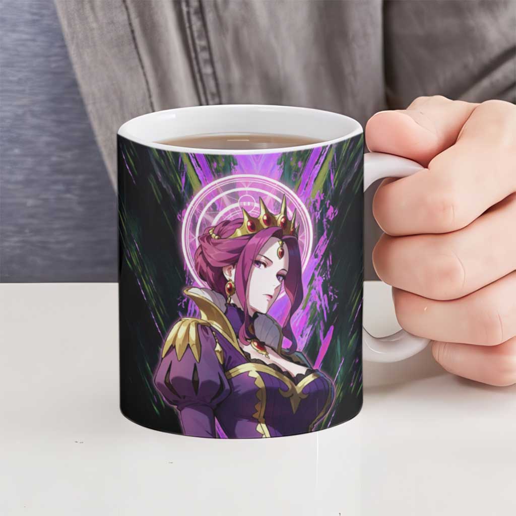 Mirellia Q Melromarc The Rising of the Shield Hero Ceramic Mug with Queen Armor and Magical Emblem Background - The Mazicc