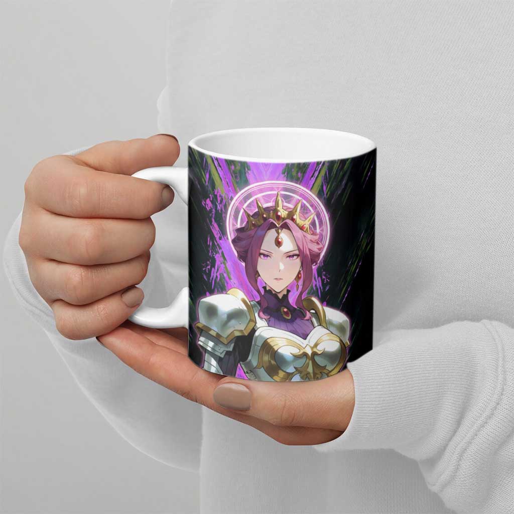 Mirellia Q Melromarc The Rising of the Shield Hero Ceramic Mug with Queen Armor and Magical Emblem Background - The Mazicc
