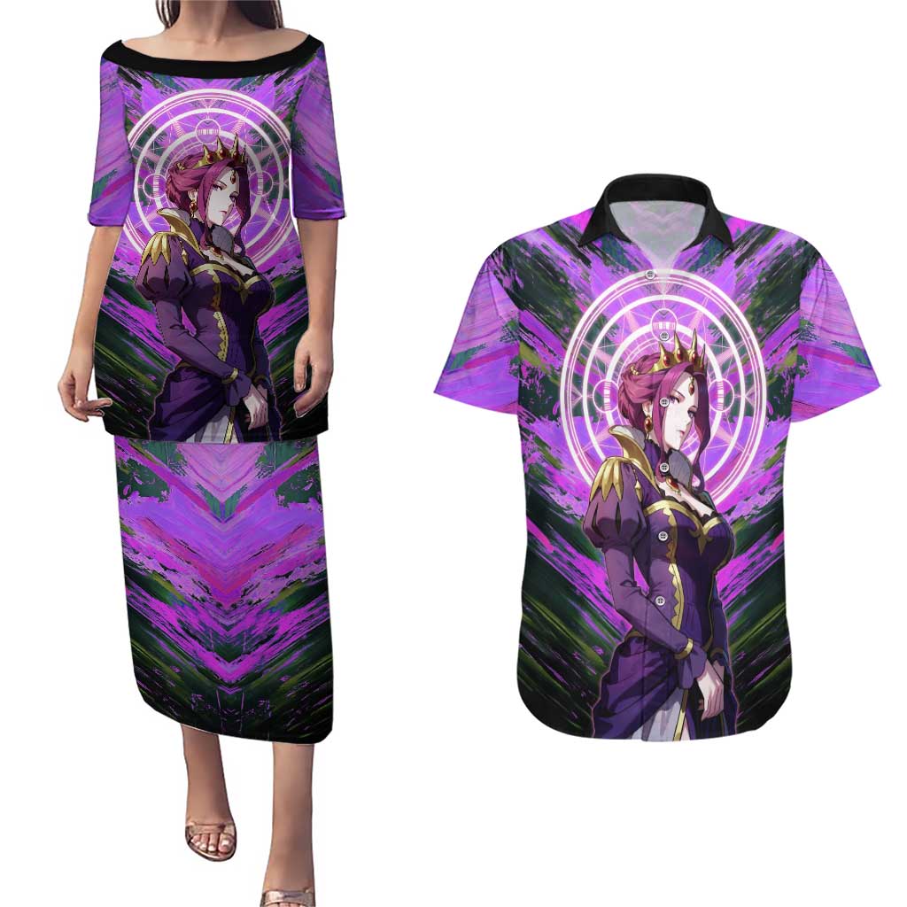 Mirellia Q Melromarc The Rising of the Shield Hero Couples Matching Puletasi and Hawaiian Shirt with Queen Armor and Magical Emblem Background - The Mazicc