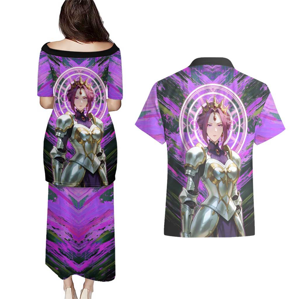 Mirellia Q Melromarc The Rising of the Shield Hero Couples Matching Puletasi and Hawaiian Shirt with Queen Armor and Magical Emblem Background - The Mazicc