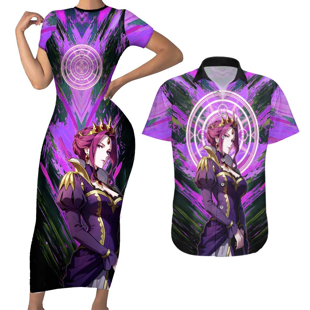 Mirellia Q Melromarc The Rising of the Shield Hero Couples Matching Short Sleeve Bodycon Dress and Hawaiian Shirt with Queen Armor and Magical Emblem Background - The Mazicc