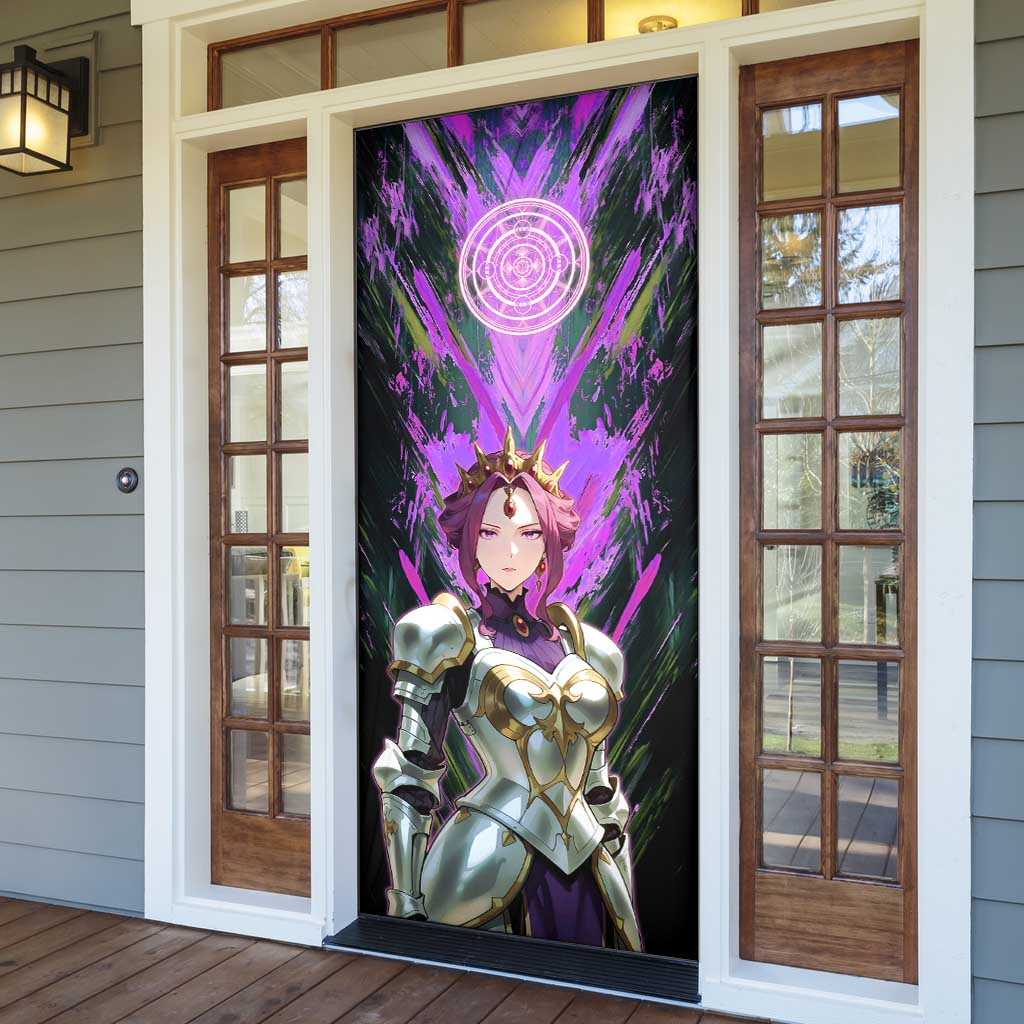 Mirellia Q Melromarc The Rising of the Shield Hero Door Cover with Queen Armor and Magical Emblem Background - The Mazicc