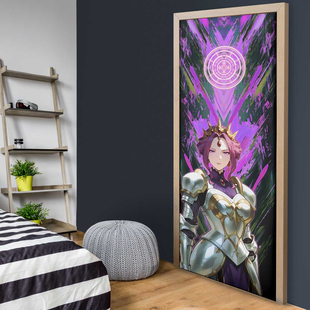 Mirellia Q Melromarc The Rising of the Shield Hero Door Cover with Queen Armor and Magical Emblem Background - The Mazicc