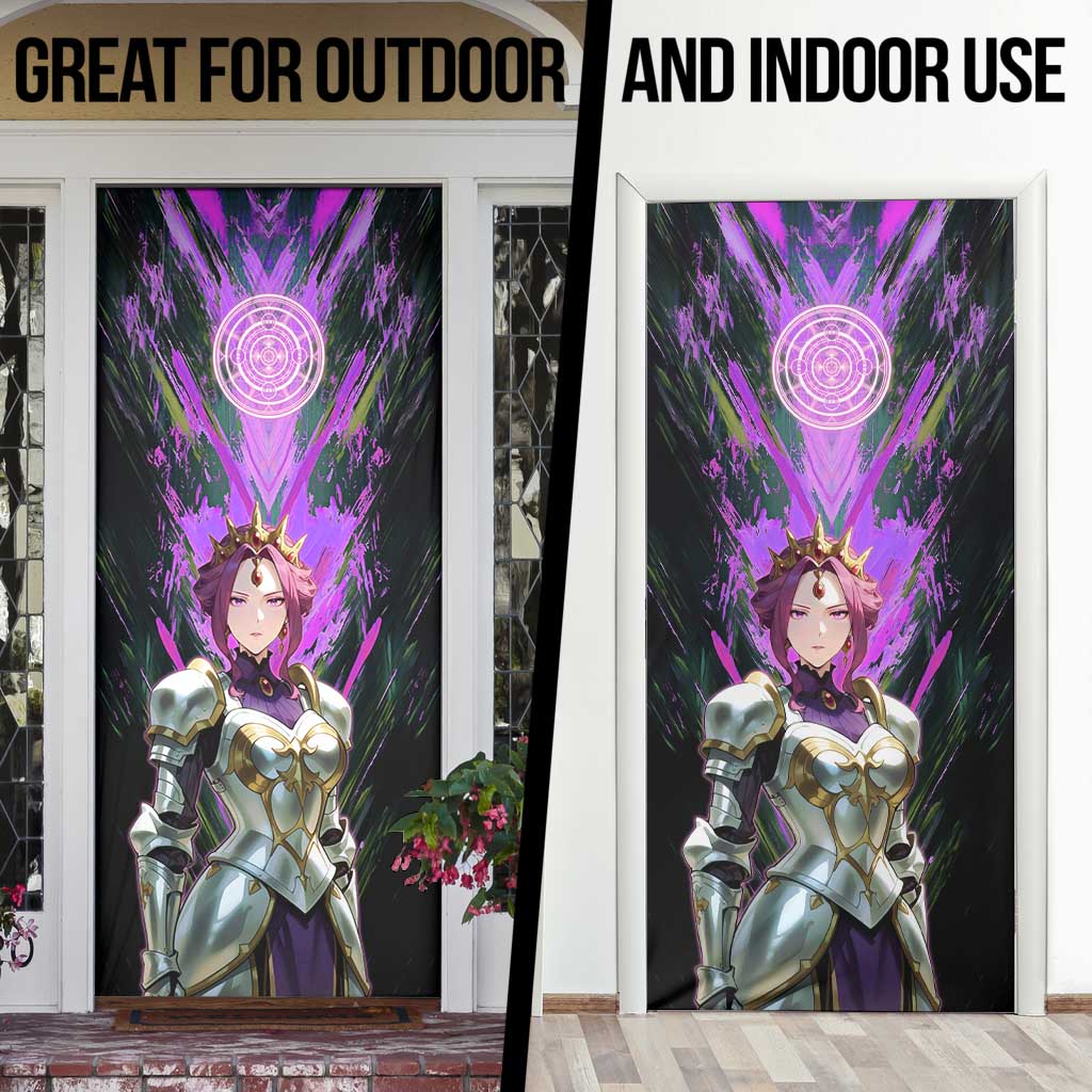 Mirellia Q Melromarc The Rising of the Shield Hero Door Cover with Queen Armor and Magical Emblem Background - The Mazicc