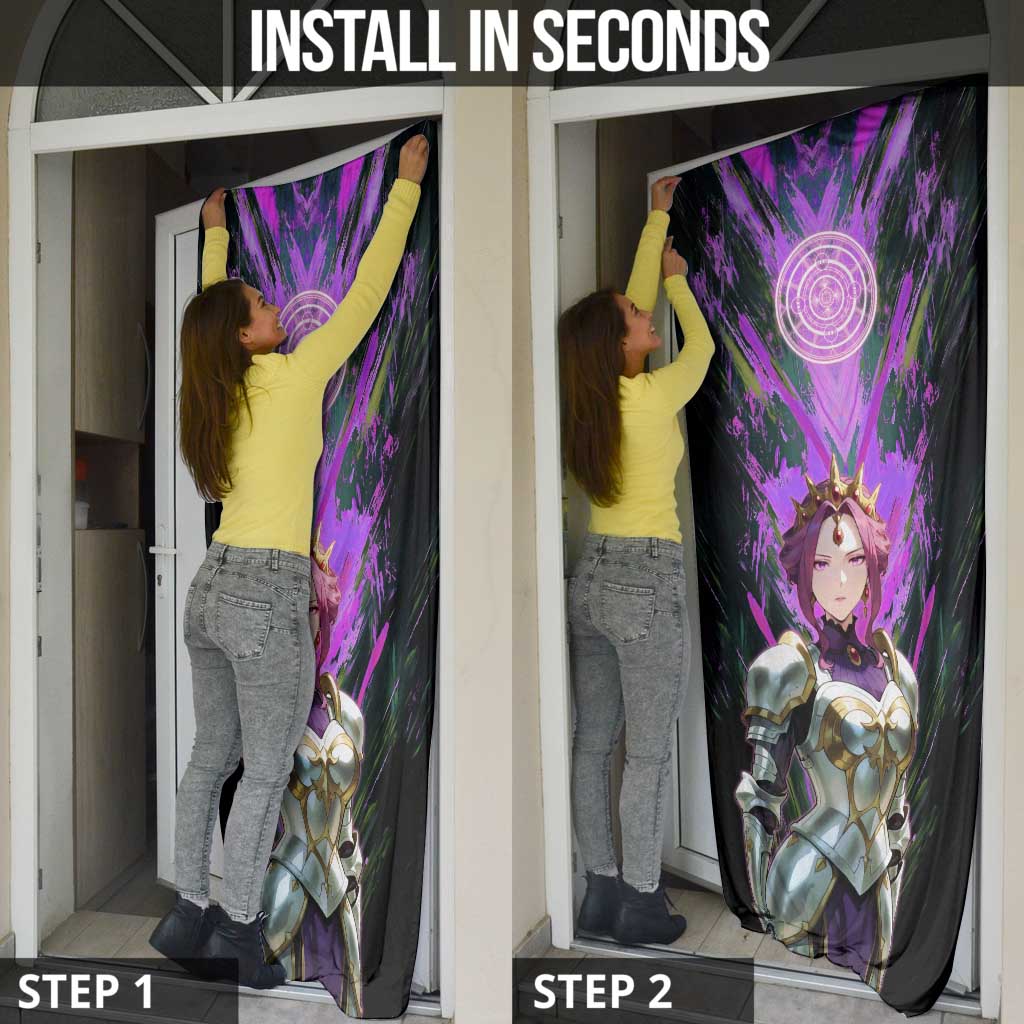 Mirellia Q Melromarc The Rising of the Shield Hero Door Cover with Queen Armor and Magical Emblem Background - The Mazicc