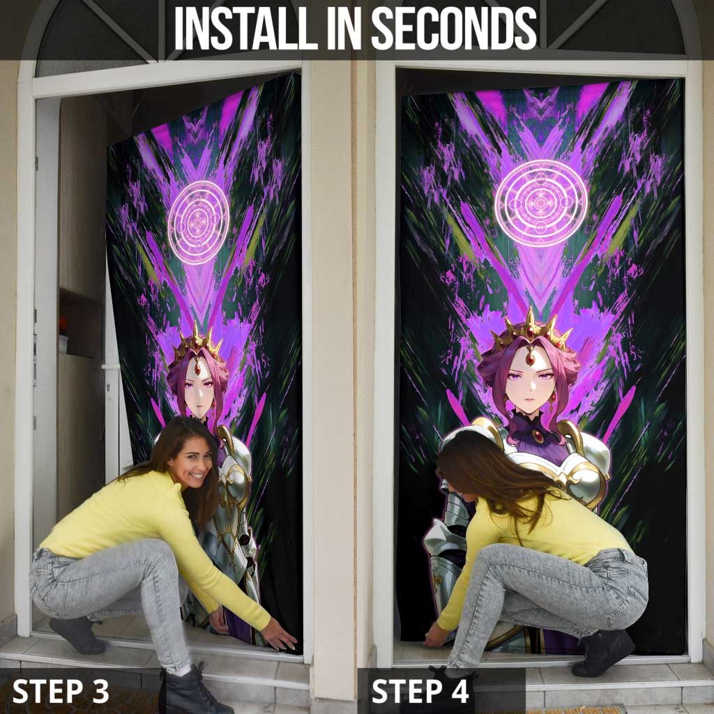 Mirellia Q Melromarc The Rising of the Shield Hero Door Cover with Queen Armor and Magical Emblem Background - The Mazicc