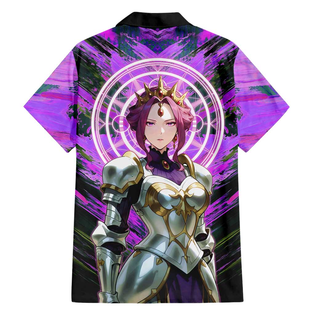 Mirellia Q Melromarc The Rising of the Shield Hero Family Matching Off Shoulder Maxi Dress and Hawaiian Shirt with Queen Armor and Magical Emblem Background