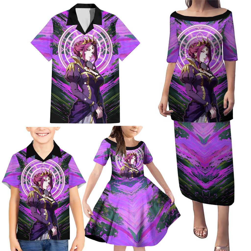 Mirellia Q Melromarc The Rising of the Shield Hero Family Matching Puletasi and Hawaiian Shirt with Queen Armor and Magical Emblem Background