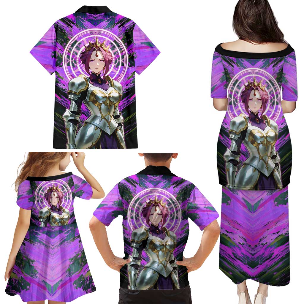 Mirellia Q Melromarc The Rising of the Shield Hero Family Matching Puletasi and Hawaiian Shirt with Queen Armor and Magical Emblem Background