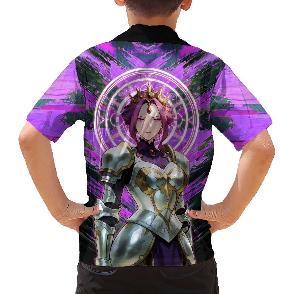 Mirellia Q Melromarc The Rising of the Shield Hero Family Matching Summer Maxi Dress and Hawaiian Shirt with Queen Armor and Magical Emblem Background