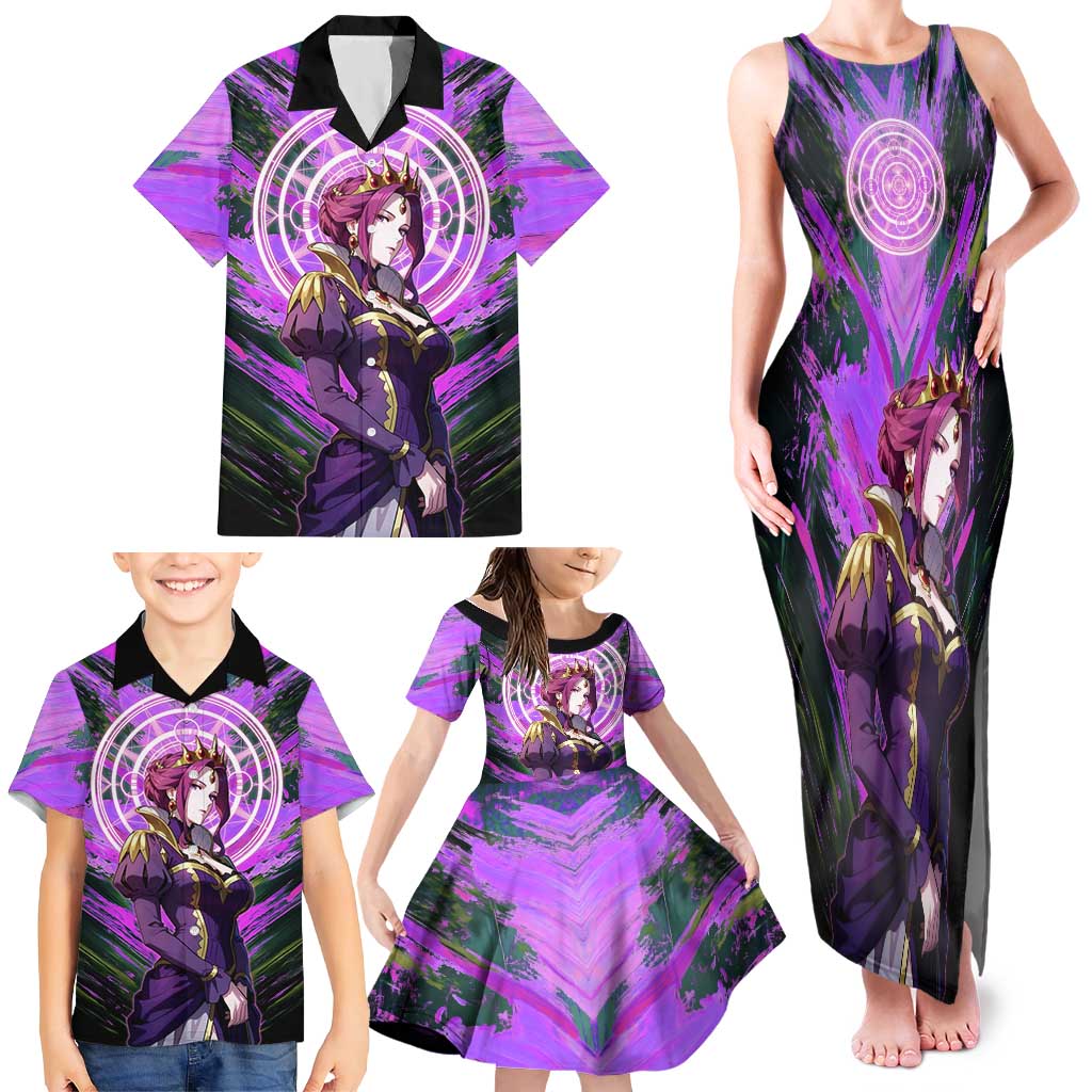 Mirellia Q Melromarc The Rising of the Shield Hero Family Matching Tank Maxi Dress and Hawaiian Shirt with Queen Armor and Magical Emblem Background