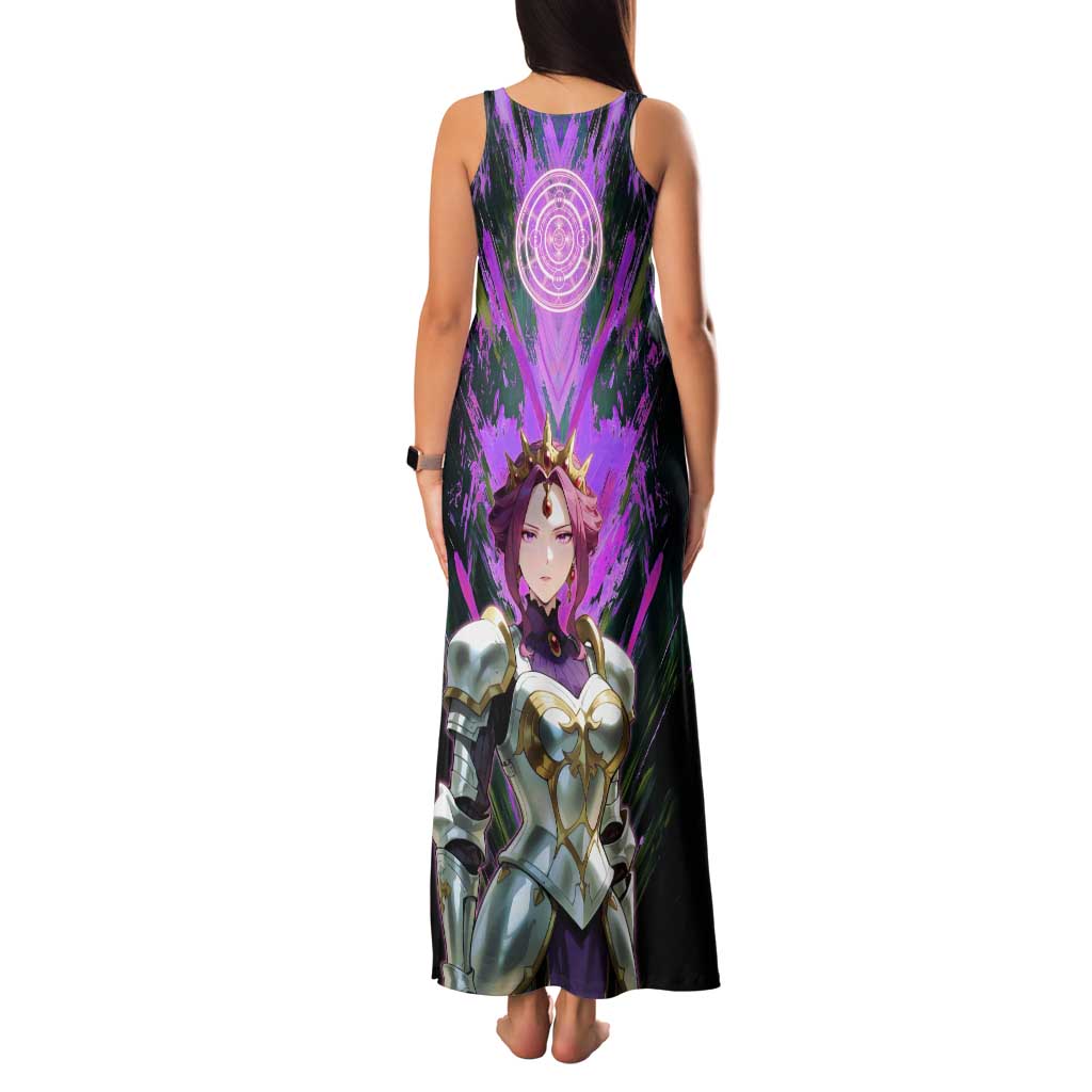 Mirellia Q Melromarc The Rising of the Shield Hero Family Matching Tank Maxi Dress and Hawaiian Shirt with Queen Armor and Magical Emblem Background