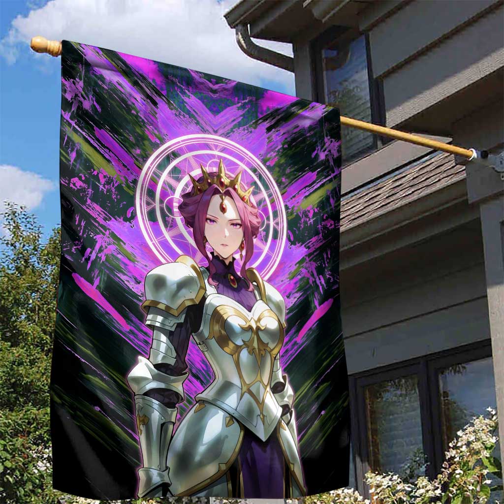 Mirellia Q Melromarc The Rising of the Shield Hero Garden Flag with Queen Armor and Magical Emblem Background - The Mazicc