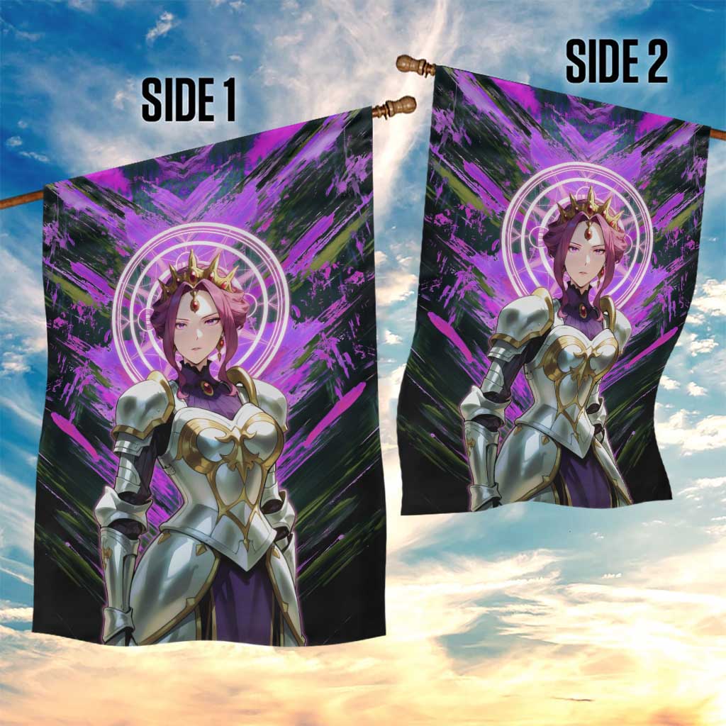 Mirellia Q Melromarc The Rising of the Shield Hero Garden Flag with Queen Armor and Magical Emblem Background - The Mazicc
