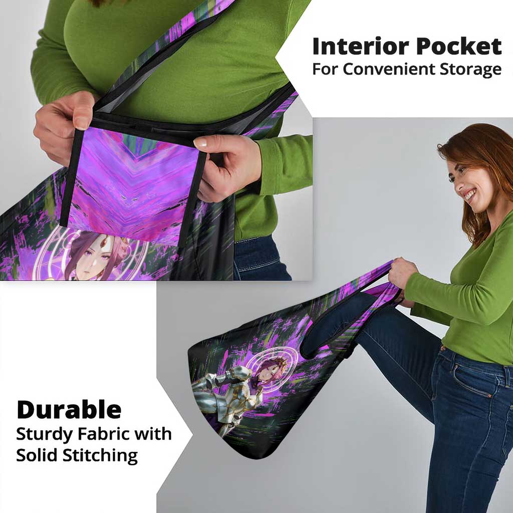 Mirellia Q Melromarc The Rising of the Shield Hero Grocery Bag with Queen Armor and Magical Emblem Background - The Mazicc