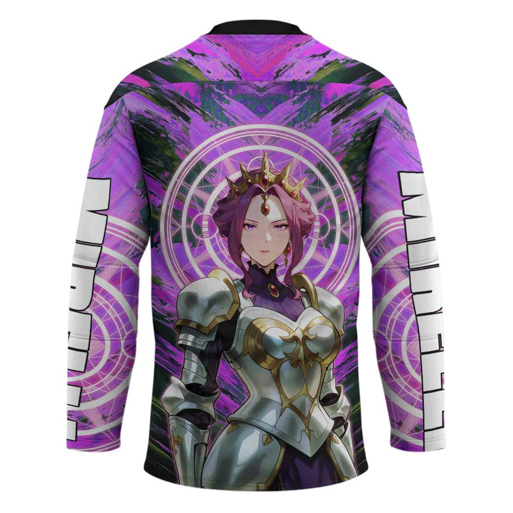 Mirellia Q Melromarc The Rising of the Shield Hero Hockey Jersey with Queen Armor and Magical Emblem Background - The Mazicc