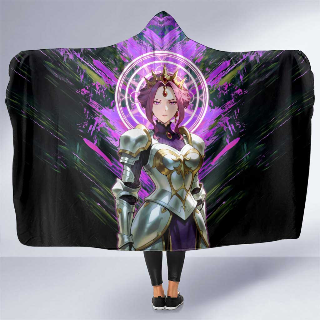 Mirellia Q Melromarc The Rising of the Shield Hero Hooded Blanket with Queen Armor and Magical Emblem Background - The Mazicc