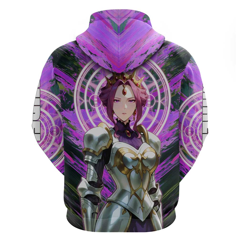 Mirellia Q Melromarc The Rising of the Shield Hero Hoodie with Queen Armor and Magical Emblem Background - The Mazicc