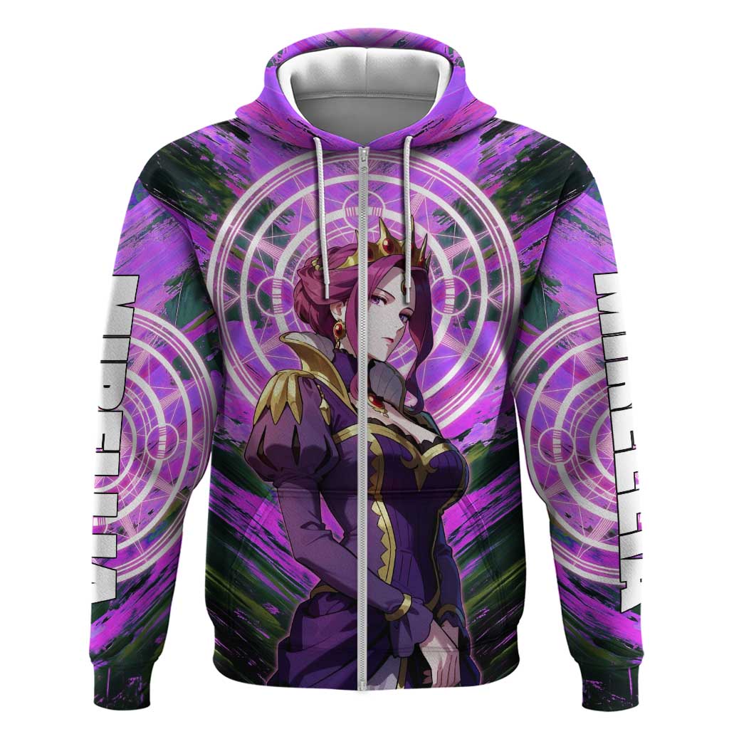 Mirellia Q Melromarc The Rising of the Shield Hero Hoodie with Queen Armor and Magical Emblem Background - The Mazicc