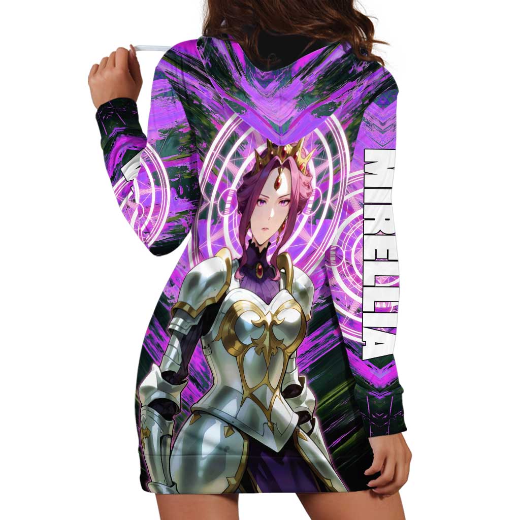 Mirellia Q Melromarc The Rising of the Shield Hero Hoodie Dress with Queen Armor and Magical Emblem Background - The Mazicc