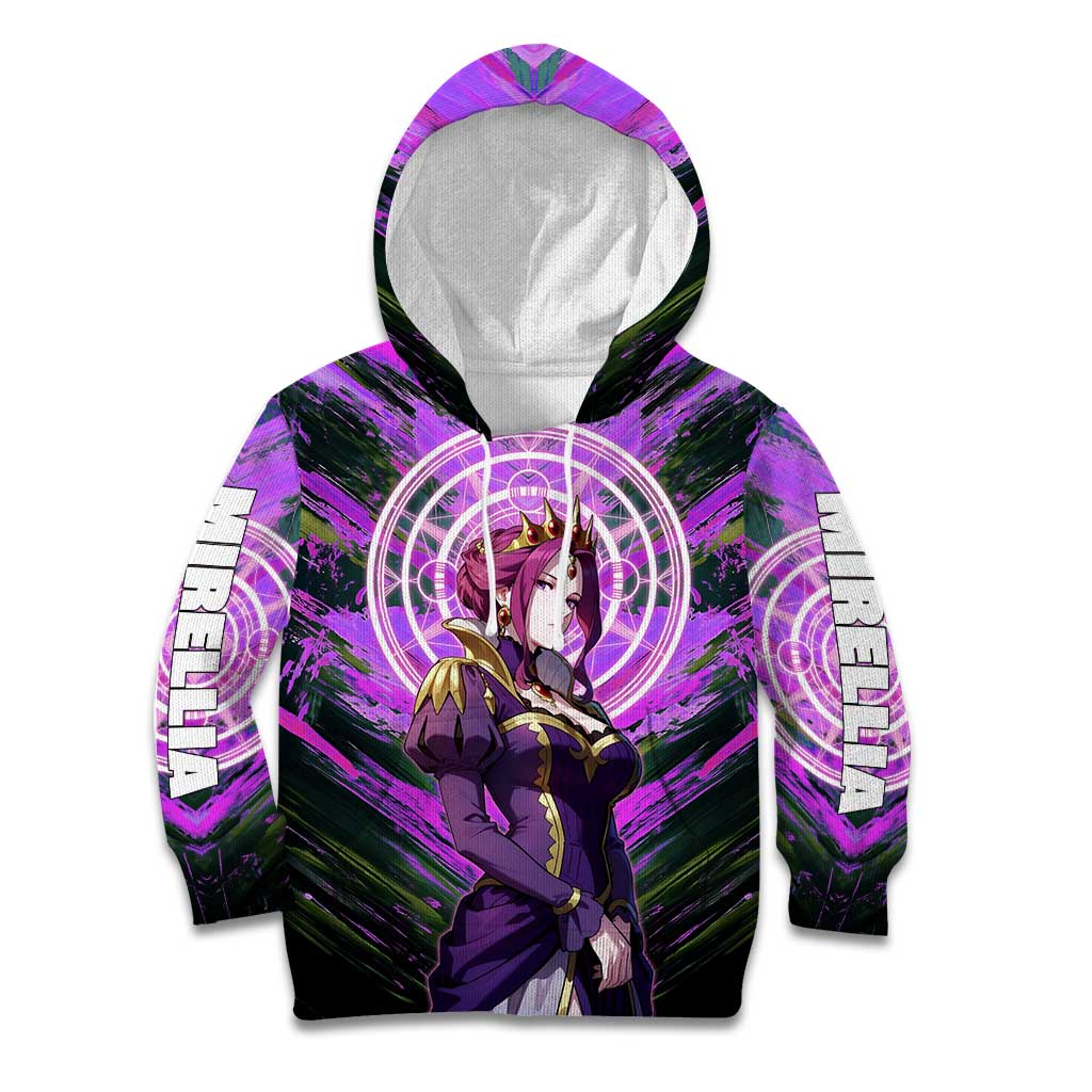Mirellia Q Melromarc The Rising of the Shield Hero Kid Hoodie with Queen Armor and Magical Emblem Background - The Mazicc