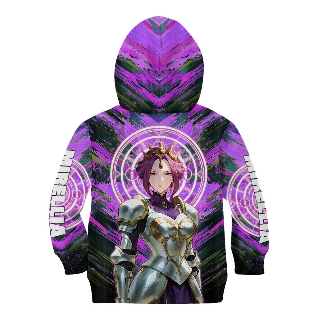Mirellia Q Melromarc The Rising of the Shield Hero Kid Hoodie with Queen Armor and Magical Emblem Background - The Mazicc