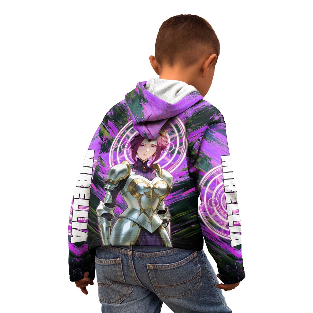 Mirellia Q Melromarc The Rising of the Shield Hero Kid Hoodie with Queen Armor and Magical Emblem Background - The Mazicc