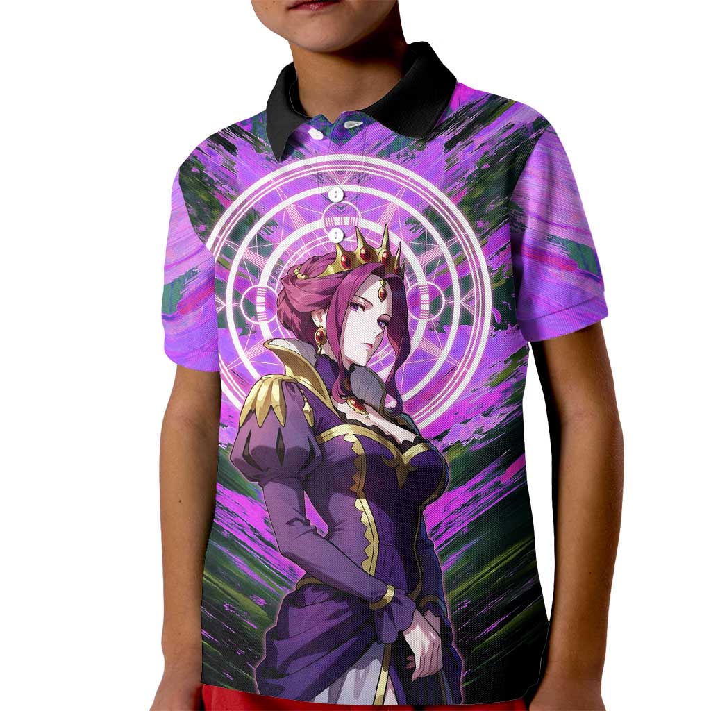 Mirellia Q Melromarc The Rising of the Shield Hero Kid Polo Shirt with Queen Armor and Magical Emblem Background - The Mazicc