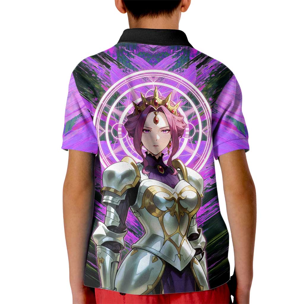 Mirellia Q Melromarc The Rising of the Shield Hero Kid Polo Shirt with Queen Armor and Magical Emblem Background - The Mazicc