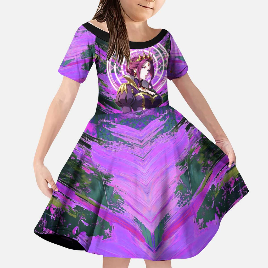 Mirellia Q Melromarc The Rising of the Shield Hero Kid Short Sleeve Dress with Queen Armor and Magical Emblem Background - The Mazicc