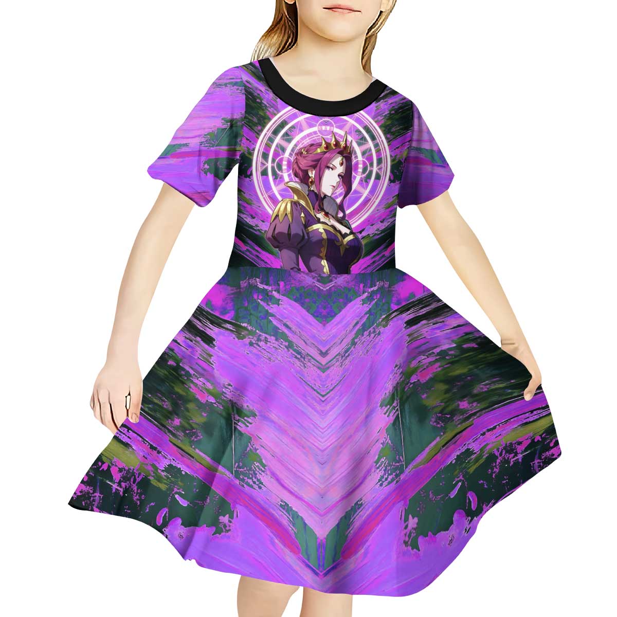 Mirellia Q Melromarc The Rising of the Shield Hero Kid Short Sleeve Dress with Queen Armor and Magical Emblem Background - The Mazicc