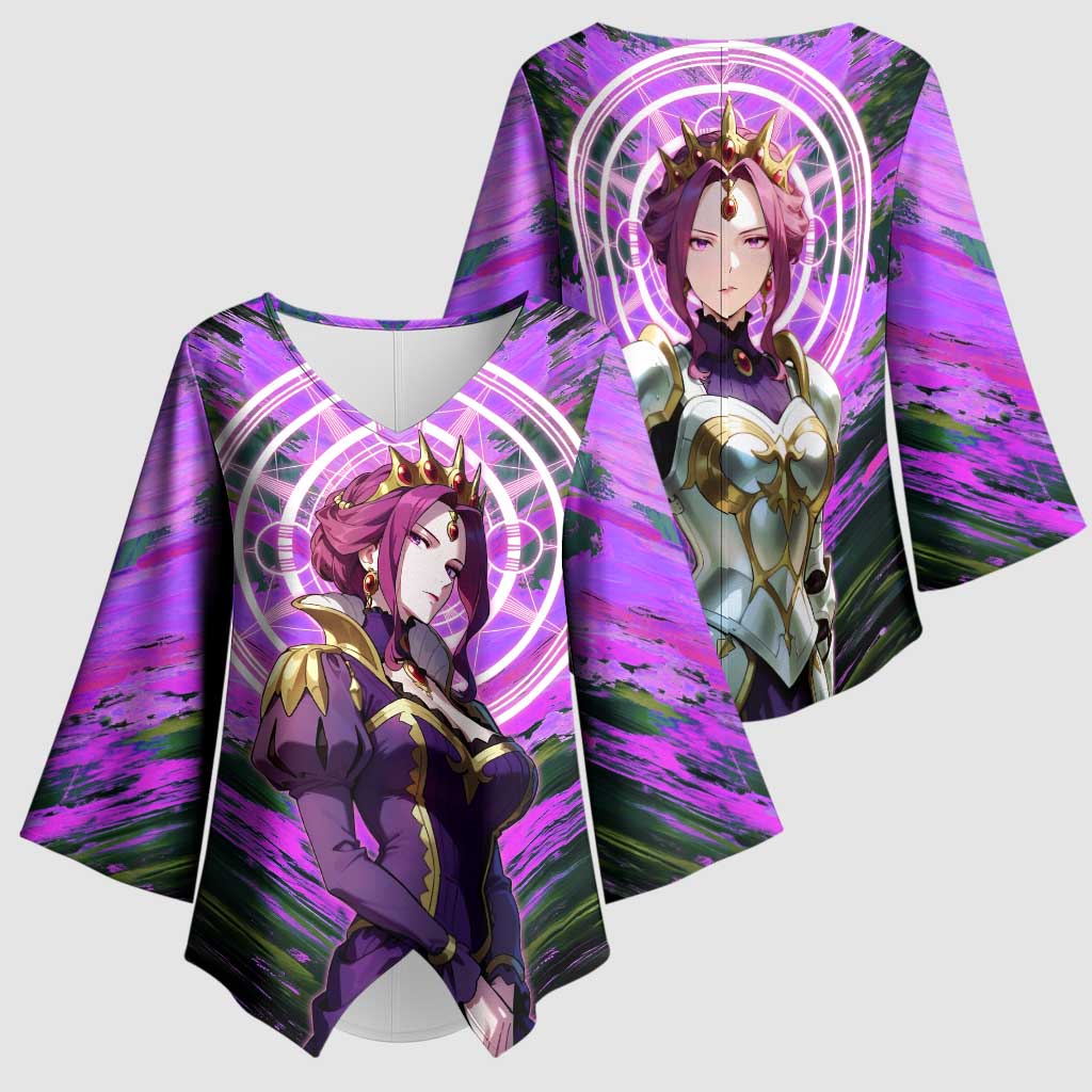 Mirellia Q Melromarc The Rising of the Shield Hero Kimono Sleeve Blouse with Queen Armor and Magical Emblem Background - The Mazicc
