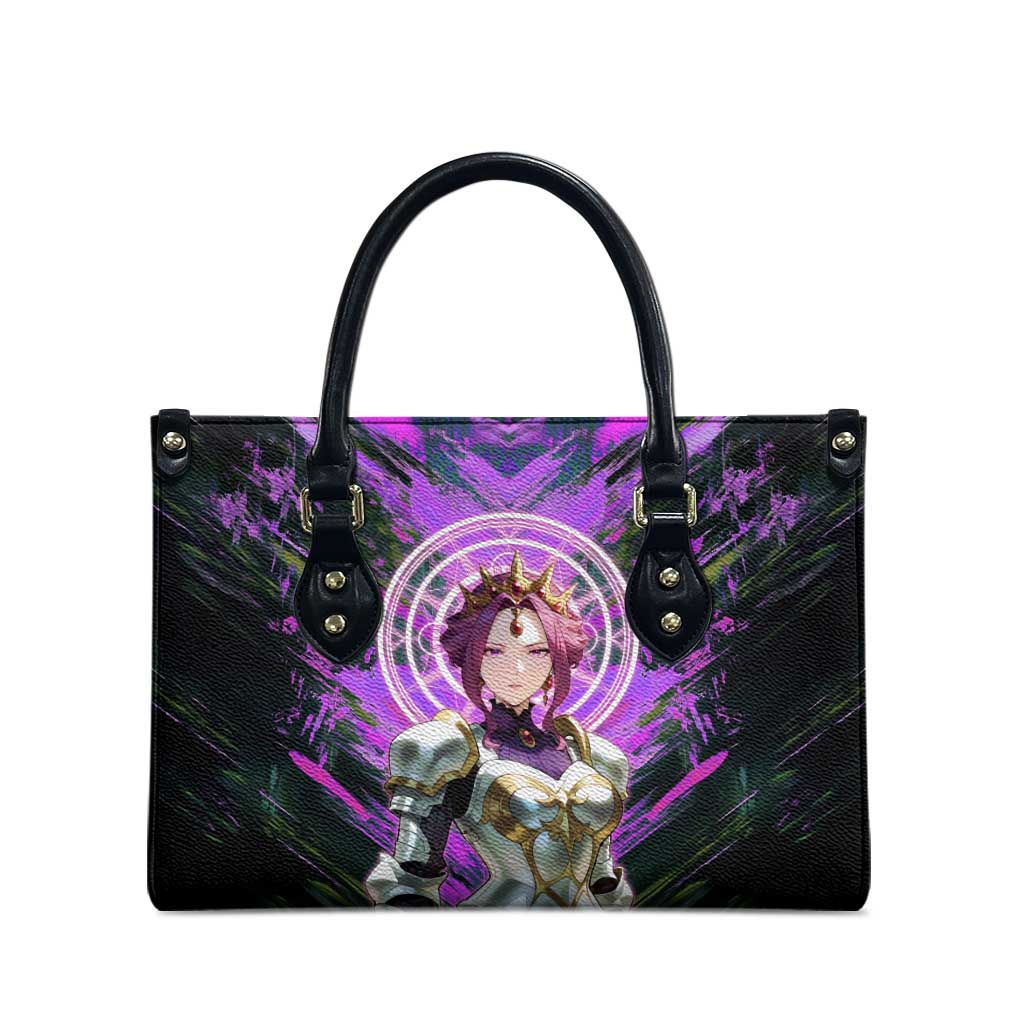 Mirellia Q Melromarc The Rising of the Shield Hero Leather Bag with Queen Armor and Magical Emblem Background - The Mazicc