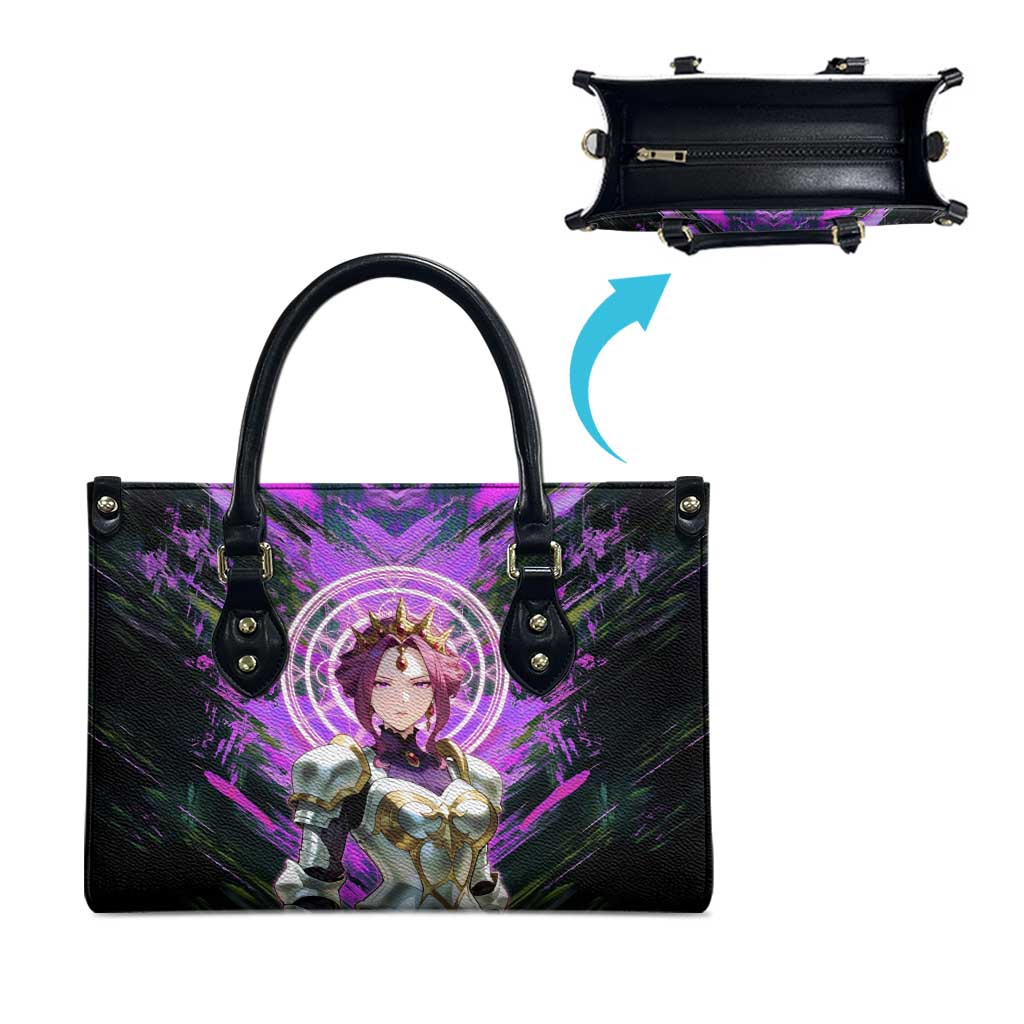 Mirellia Q Melromarc The Rising of the Shield Hero Leather Bag with Queen Armor and Magical Emblem Background - The Mazicc