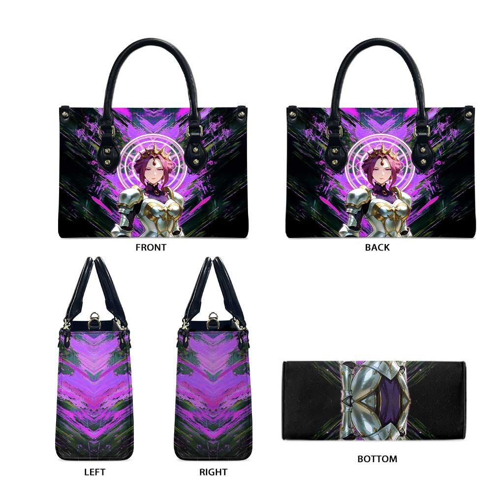 Mirellia Q Melromarc The Rising of the Shield Hero Leather Bag with Queen Armor and Magical Emblem Background - The Mazicc