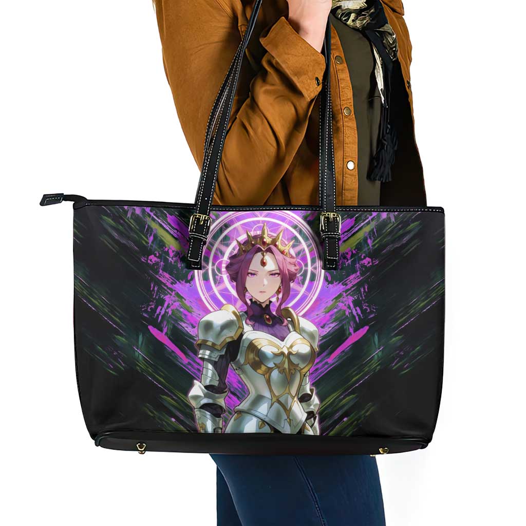 Mirellia Q Melromarc The Rising of the Shield Hero Leather Tote Bag with Queen Armor and Magical Emblem Background - The Mazicc