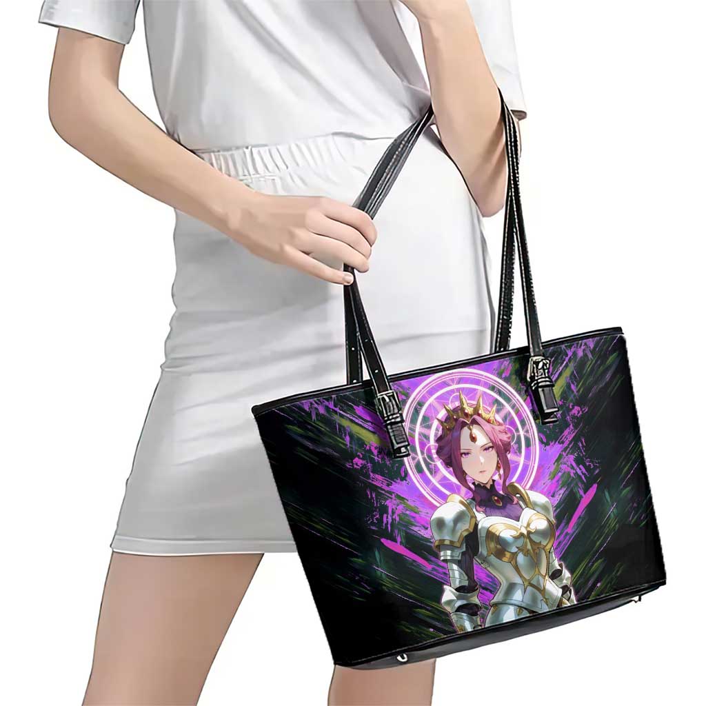 Mirellia Q Melromarc The Rising of the Shield Hero Leather Tote Bag with Queen Armor and Magical Emblem Background - The Mazicc