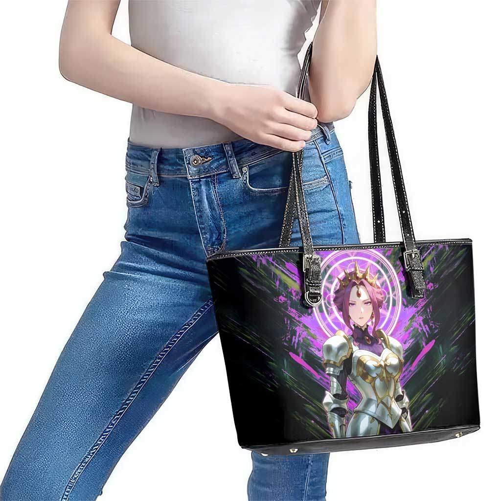 Mirellia Q Melromarc The Rising of the Shield Hero Leather Tote Bag with Queen Armor and Magical Emblem Background - The Mazicc