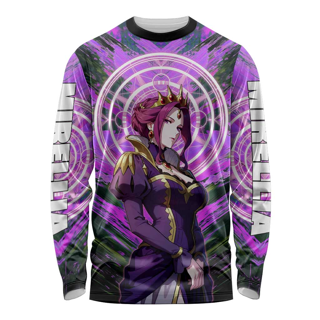 Mirellia Q Melromarc The Rising of the Shield Hero Long Sleeve Shirt with Queen Armor and Magical Emblem Background - The Mazicc