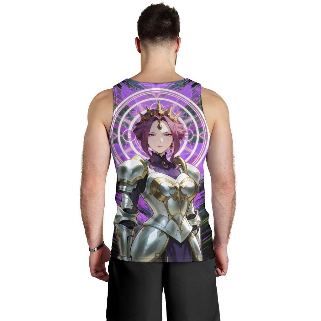 Mirellia Q Melromarc The Rising of the Shield Hero Men Tank Top with Queen Armor and Magical Emblem Background - The Mazicc