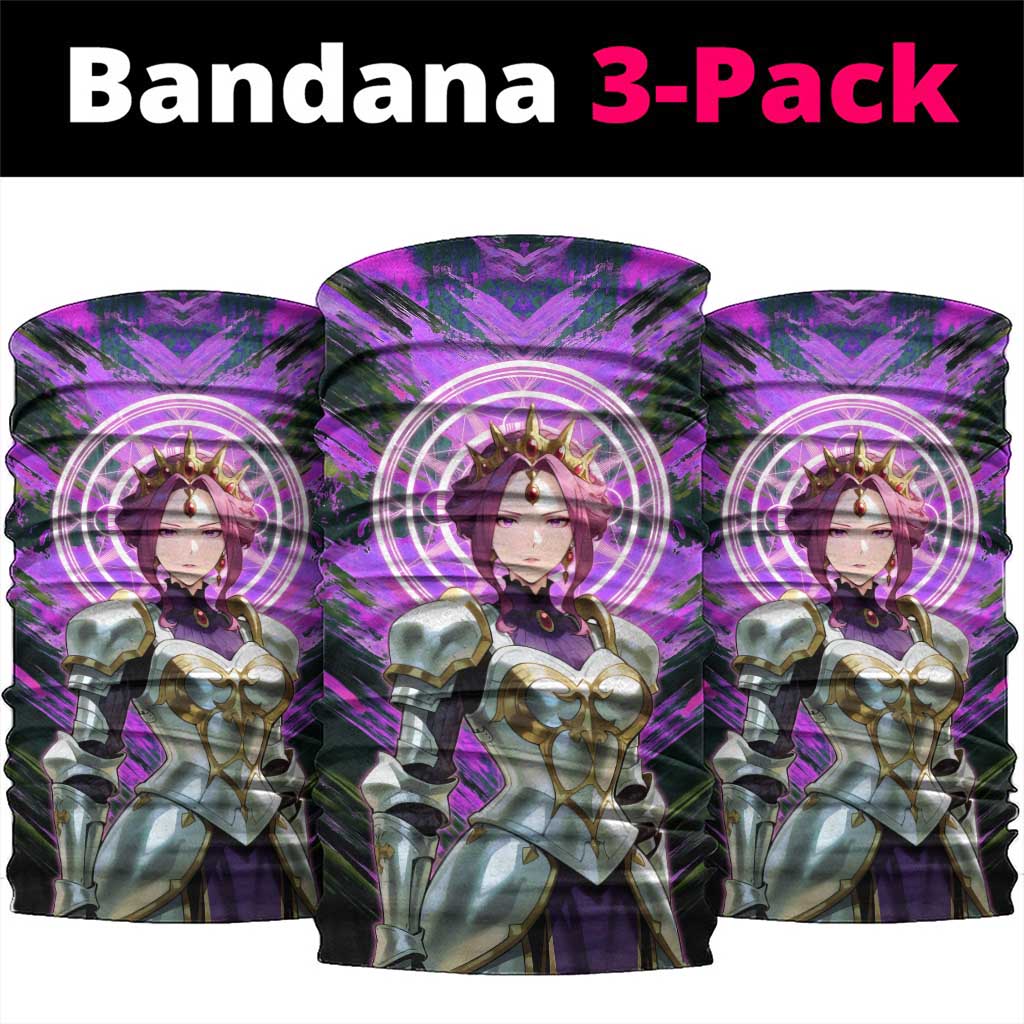 Mirellia Q Melromarc The Rising of the Shield Hero Neck Gaiter with Queen Armor and Magical Emblem Background - The Mazicc