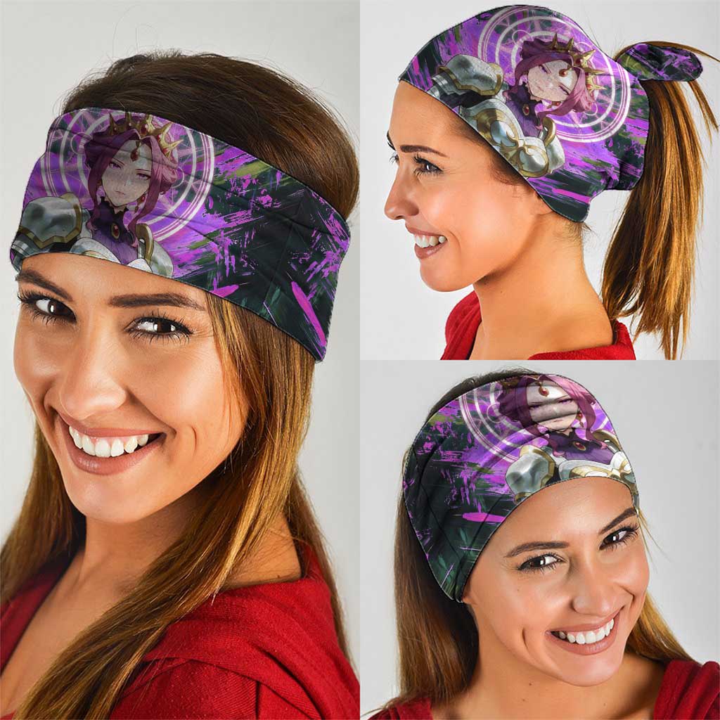 Mirellia Q Melromarc The Rising of the Shield Hero Neck Gaiter with Queen Armor and Magical Emblem Background - The Mazicc