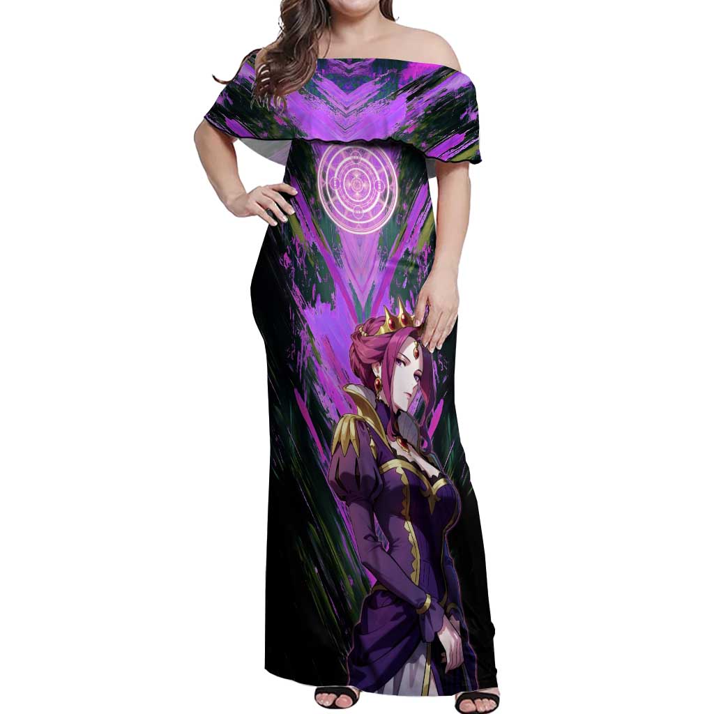 Mirellia Q Melromarc The Rising of the Shield Hero Off Shoulder Maxi Dress with Queen Armor and Magical Emblem Background - The Mazicc