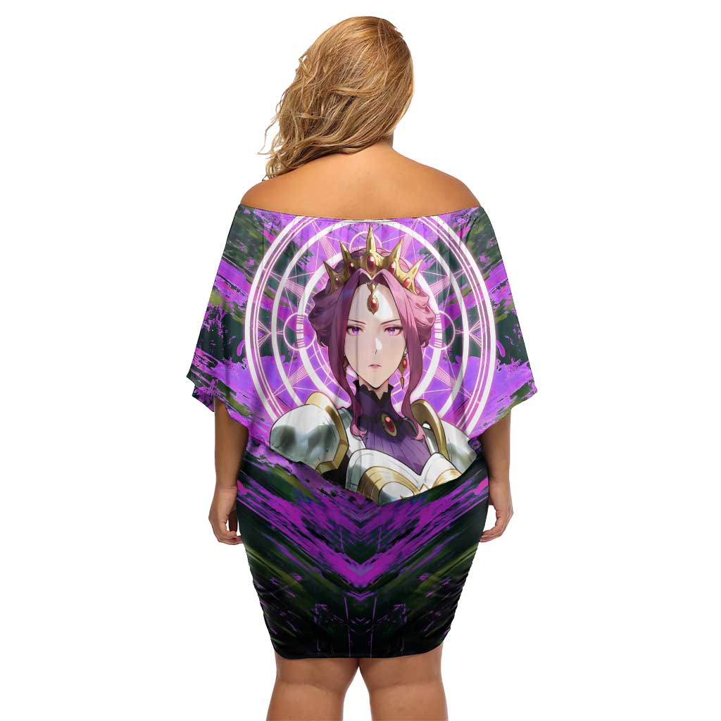 Mirellia Q Melromarc The Rising of the Shield Hero Off Shoulder Short Dress with Queen Armor and Magical Emblem Background - The Mazicc