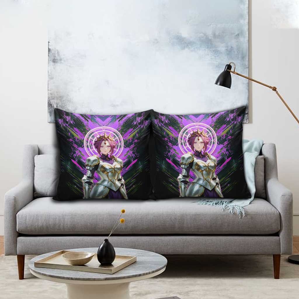 Mirellia Q Melromarc The Rising of the Shield Hero Pillow Cover with Queen Armor and Magical Emblem Background - The Mazicc