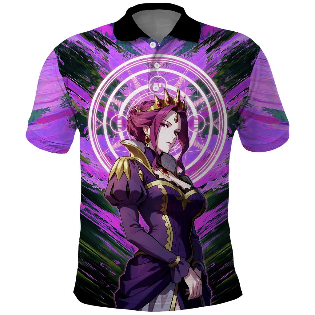 Mirellia Q Melromarc The Rising of the Shield Hero Polo Shirt with Queen Armor and Magical Emblem Background - The Mazicc