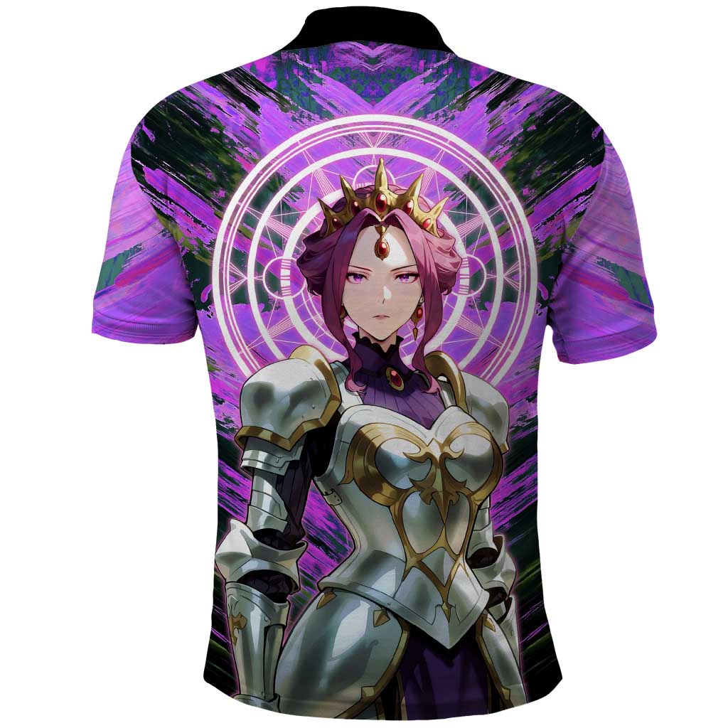 Mirellia Q Melromarc The Rising of the Shield Hero Polo Shirt with Queen Armor and Magical Emblem Background - The Mazicc
