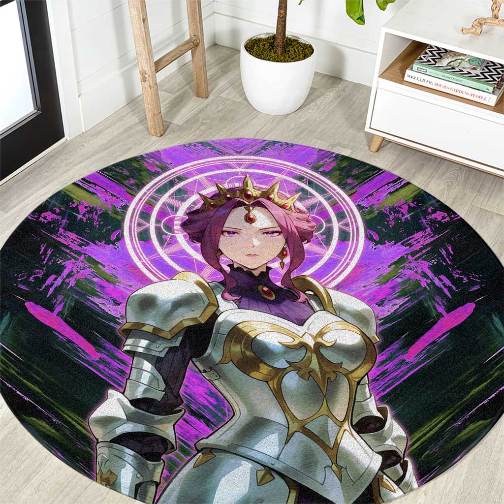Mirellia Q Melromarc The Rising of the Shield Hero Round Carpet with Queen Armor and Magical Emblem Background - The Mazicc