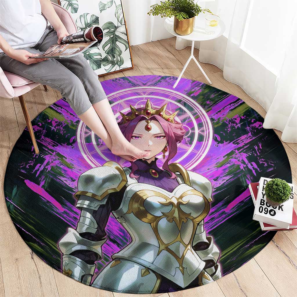 Mirellia Q Melromarc The Rising of the Shield Hero Round Carpet with Queen Armor and Magical Emblem Background - The Mazicc